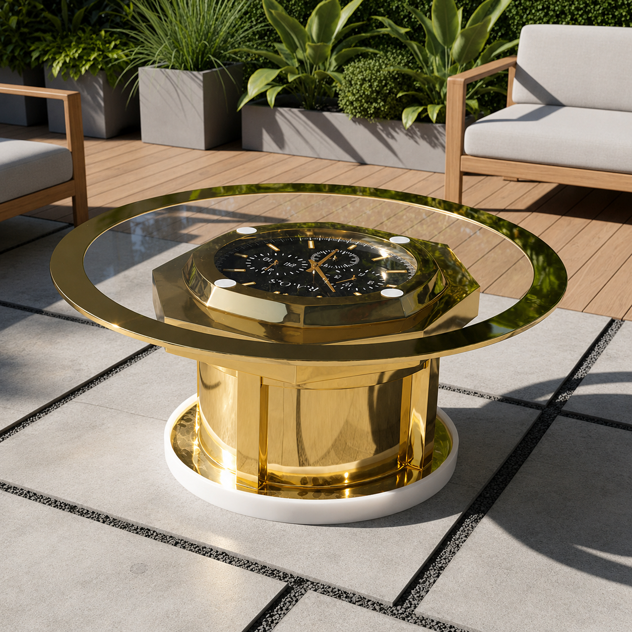 Gold plated wall sculpture clock — image 2