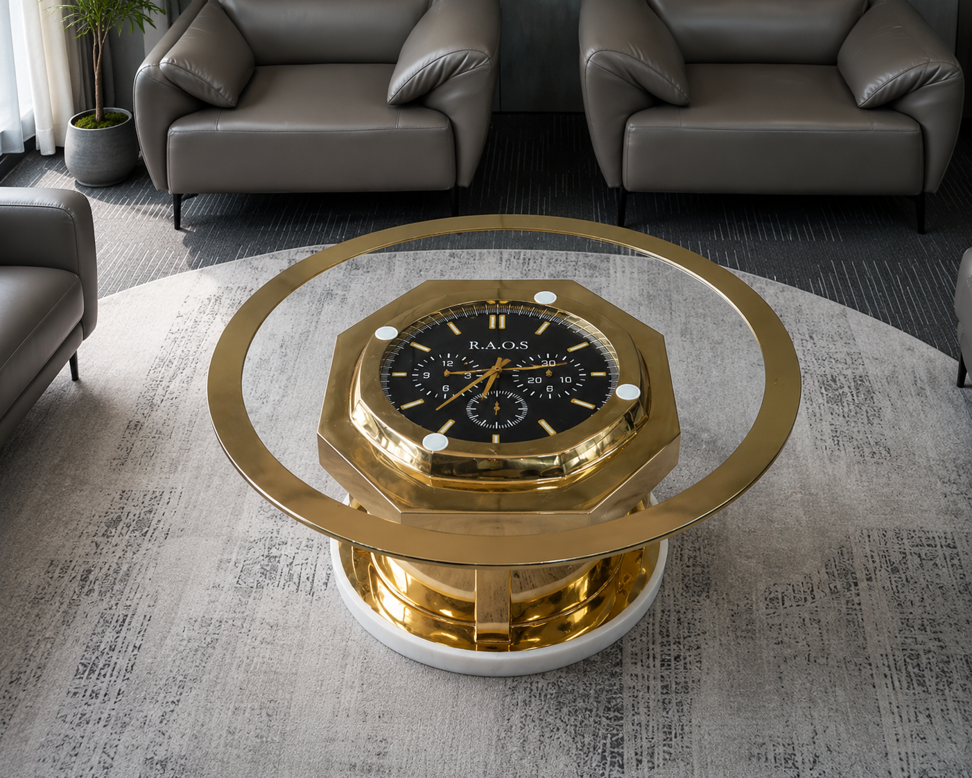Gold plated wall sculpture clock — image 3